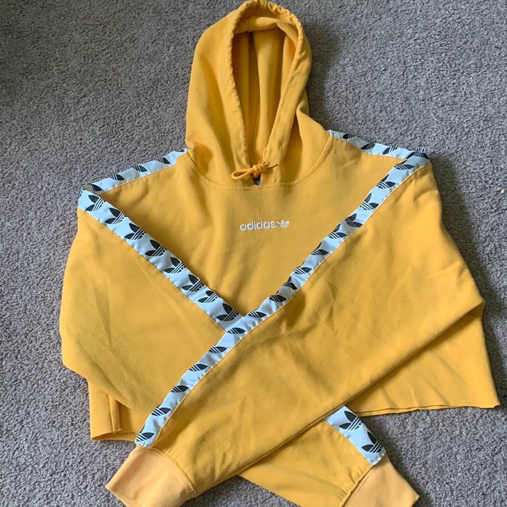 Yellow adidas cropped hoodie